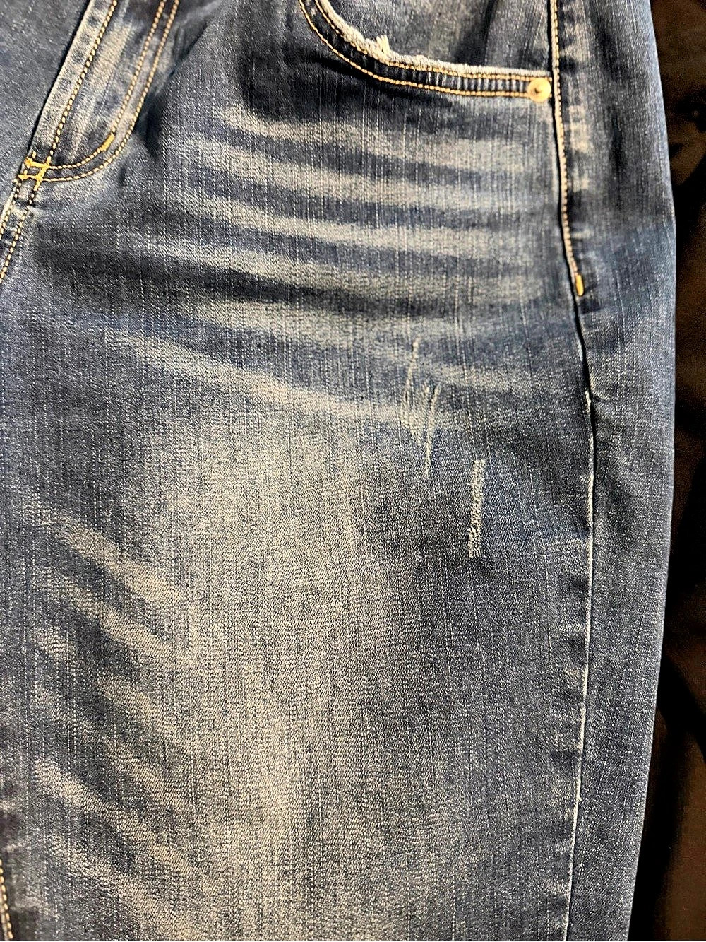 FLAMINGALS Distressed Cropped Jeans Blue Size Large - Picture 5 of 6